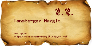 Mansberger Margit névjegykártya